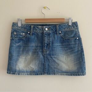 Denim Low Rise Micro Mini Skirt